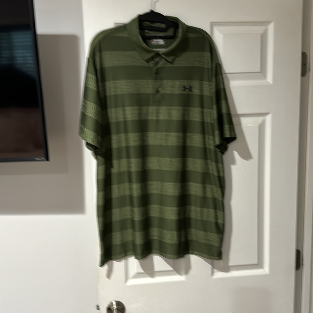 Under Armour Men's Green Striped Polo Shirt